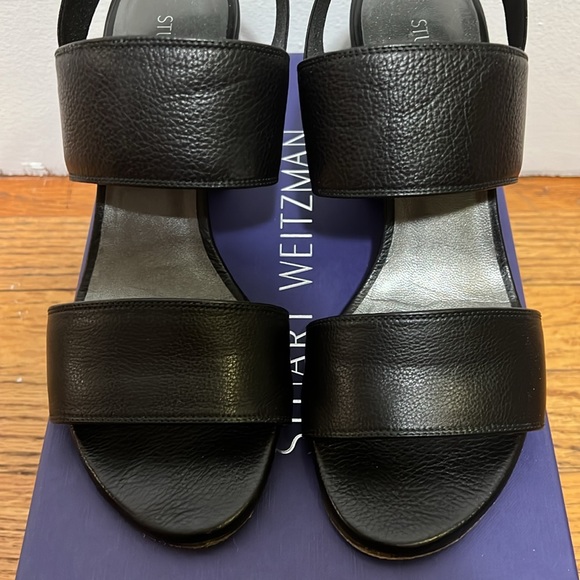 Black Stuart Weitzman Block Heel Sandal - Picture 6 of 8